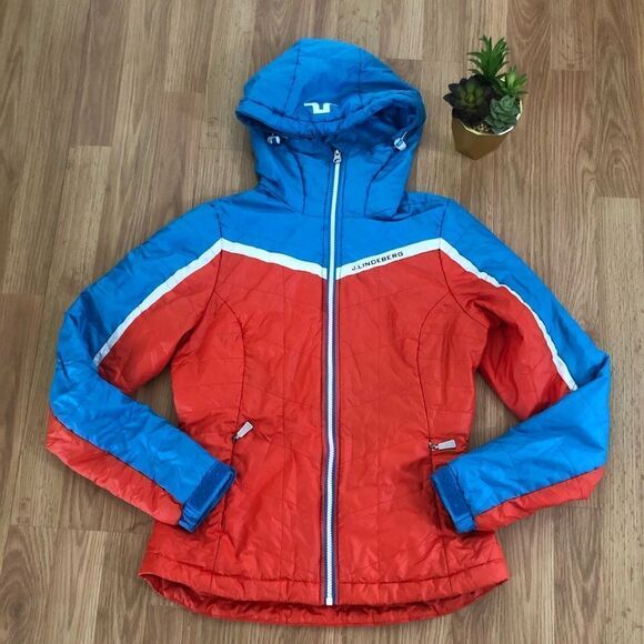 J Lindeberg W ALASKA LINER PERTEX Puffer Jacket Red/White/Blue - Picture 3 of 13